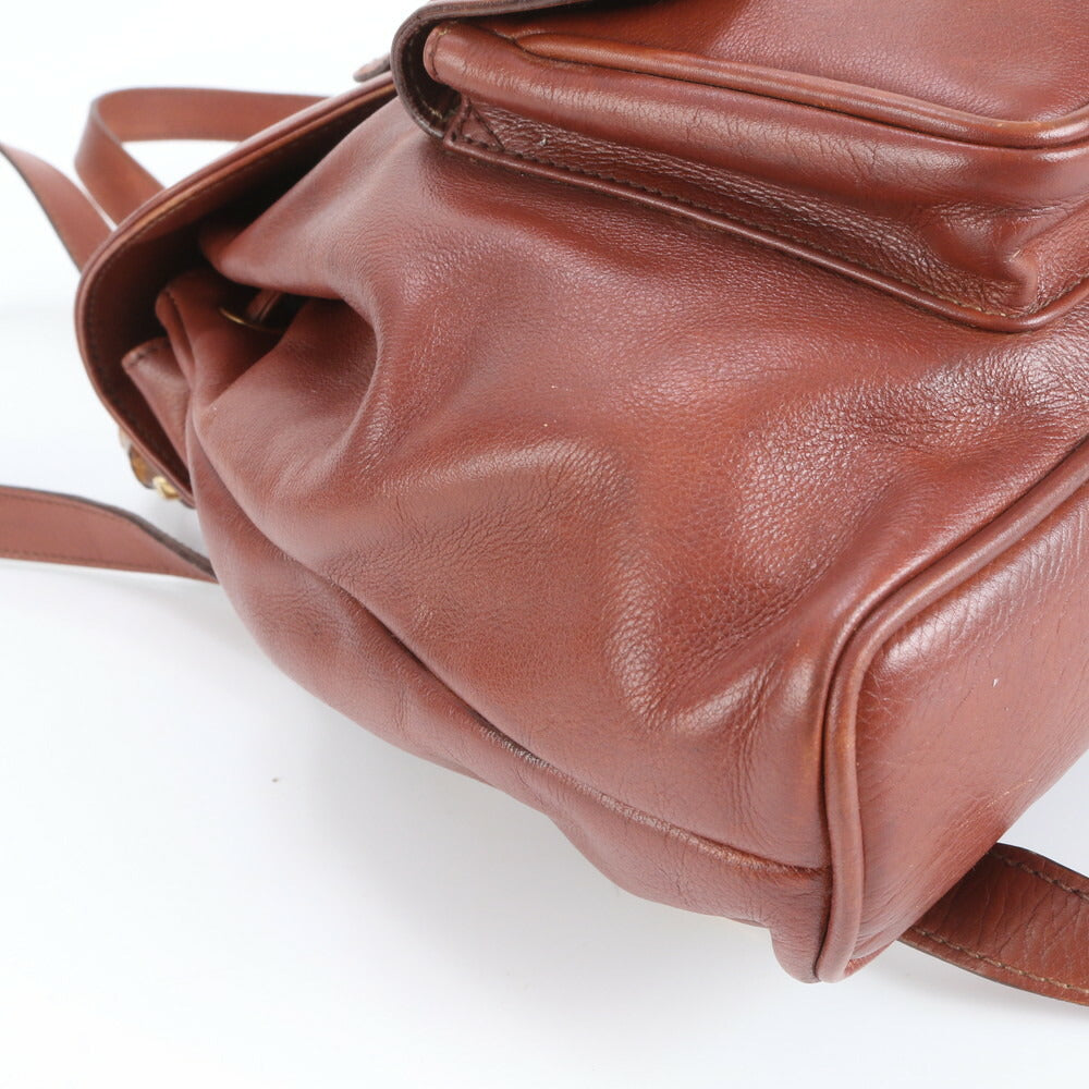 極美品 ヴィンテージ オールド グッチ バンブー レザー リュックサック リュック バックパック ブラウン 茶色 レディース EEE CV5-4