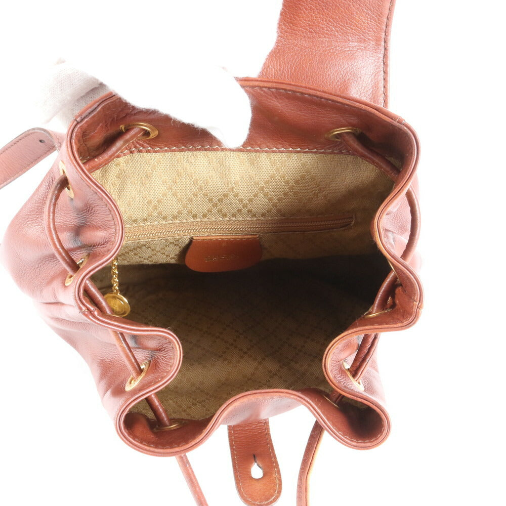 極美品 ヴィンテージ オールド グッチ バンブー レザー リュックサック リュック バックパック ブラウン 茶色 レディース EEE CV5-4