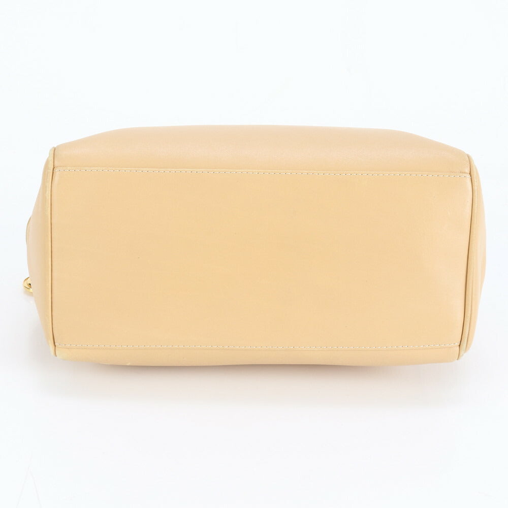 クリスチャンディオール レディディオール レザー ハンドバッグ トート ベージュ ゴールド 金具 本革 レディース EEE CV5-5