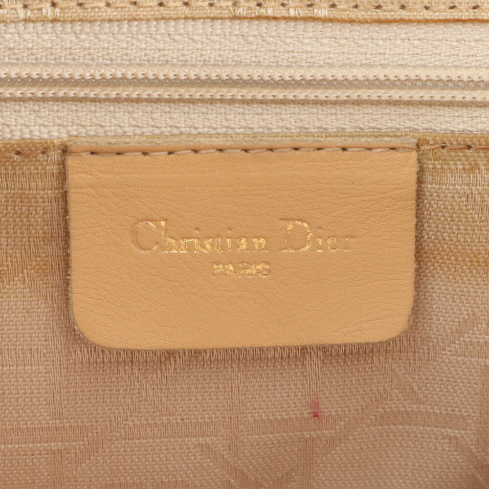 クリスチャンディオール レディディオール レザー ハンドバッグ トート ベージュ ゴールド 金具 本革 レディース EEE CV5-5