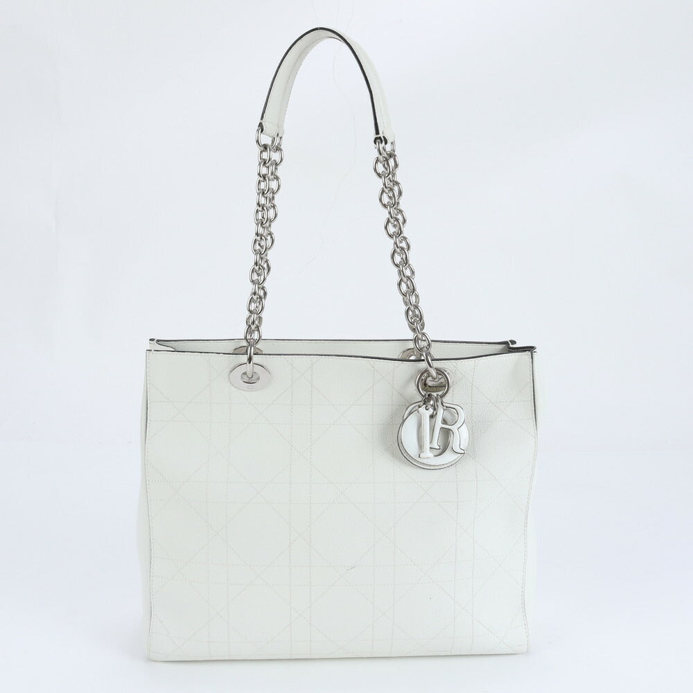 極美品 クリスチャンディオール ULTRADIOR カナージュ レザー チェーン ショルダー トート バッグ 肩掛け A4 レディース EEE CV5-8