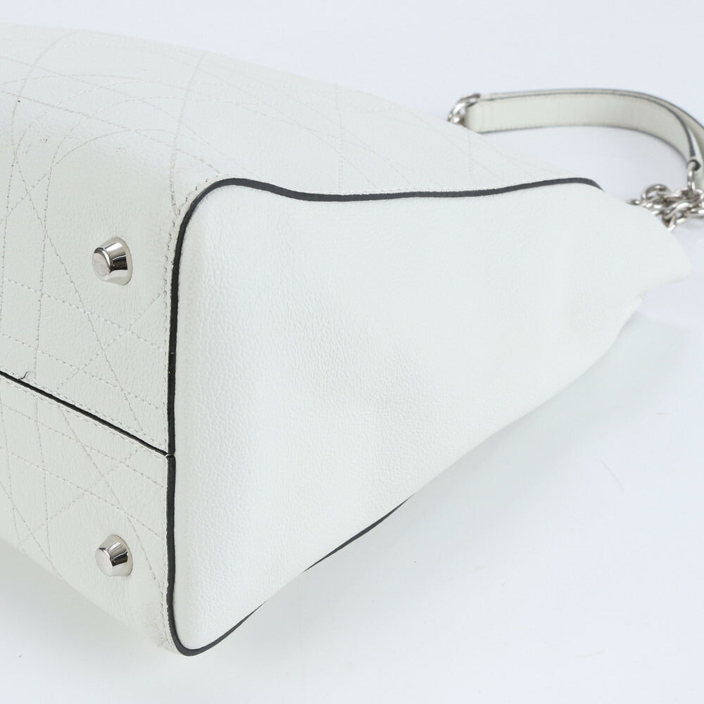 極美品 クリスチャンディオール ULTRADIOR カナージュ レザー チェーン ショルダー トート バッグ 肩掛け A4 レディース EEE CV5-8