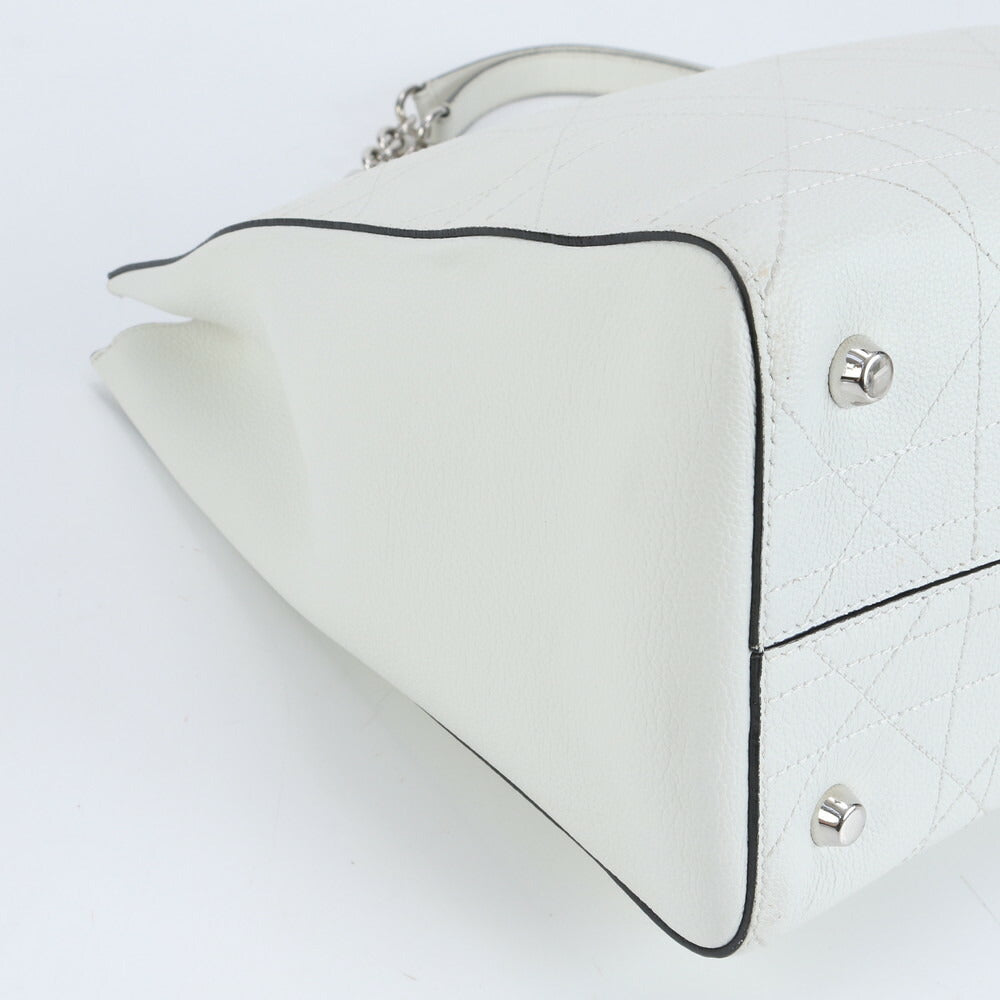 極美品 クリスチャンディオール ULTRADIOR カナージュ レザー チェーン ショルダー トート バッグ 肩掛け A4 レディース EEE CV5-8