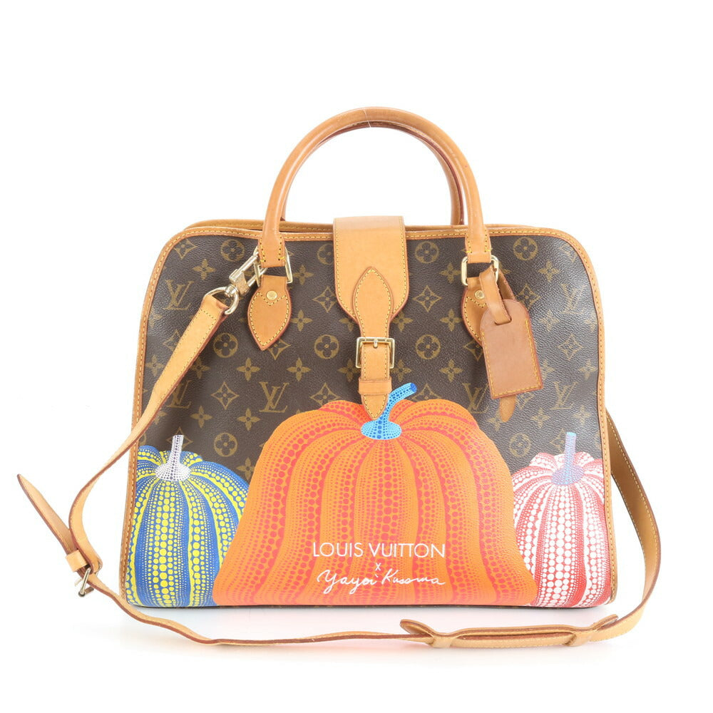 極美品 ルイヴィトン 草間彌生 コラボ かぼちゃ モノグラム リヴォリ レザー 2WAY トート バッグ ショルダー A4 レディース EUE CV5-2