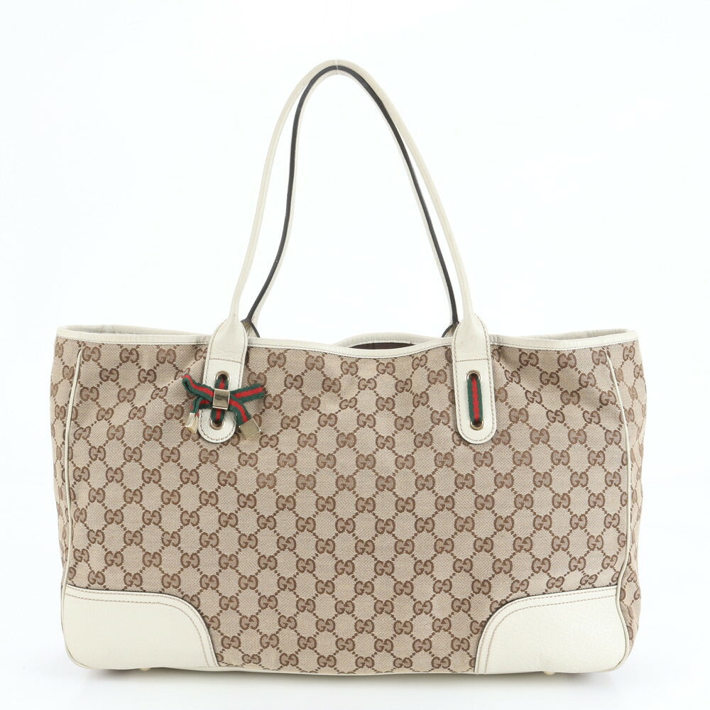 極美品 グッチ GG キャンバス シェリーライン プリンシー レザー トート バッグ 肩掛け ショルダー A4 161719 レディース EEE CV2-2