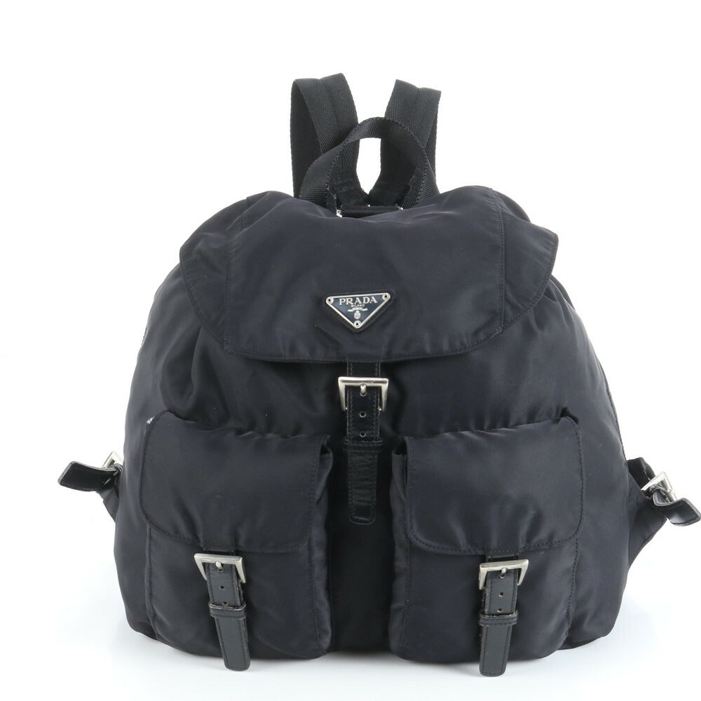 極美品 プラダ テスート ナイロン 三角ロゴ レザー リュックサック リュック バックパック ブラック 黒 バッグ レディース EEE CV2-7