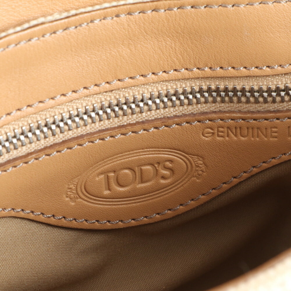 極美品 トッズ レザー 2WAY ショルダーバッグ 肩掛け トート ハンド シルバー 金具 レディース ERE CV8-9