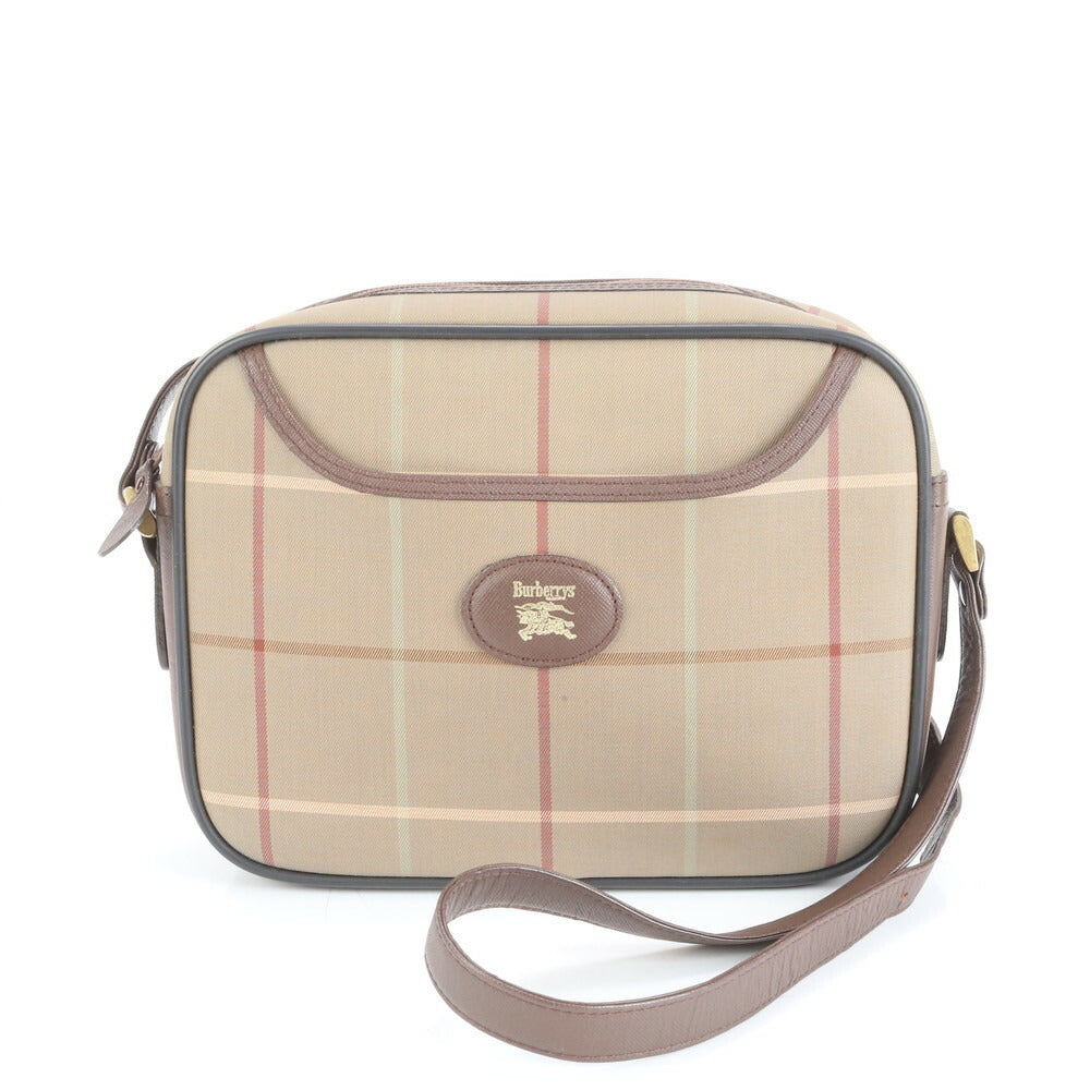 極美品 バーバリー チェック レザー ショルダーバッグ 斜め掛け クロスボディ ブラウン 茶色 ハンド トート レディース ERE CV9-1