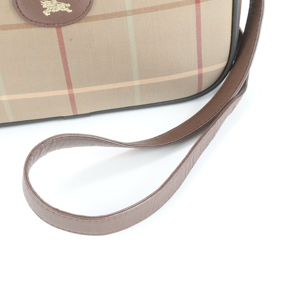 極美品 バーバリー チェック レザー ショルダーバッグ 斜め掛け クロスボディ ブラウン 茶色 ハンド トート レディース ERE CV9-1