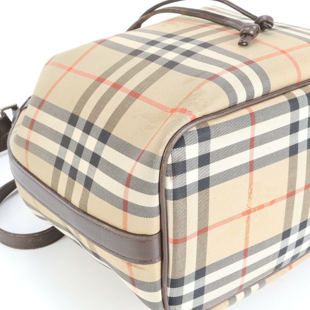 極美品 バーバリー ノバ チェック シャドーホース 巾着 レザー