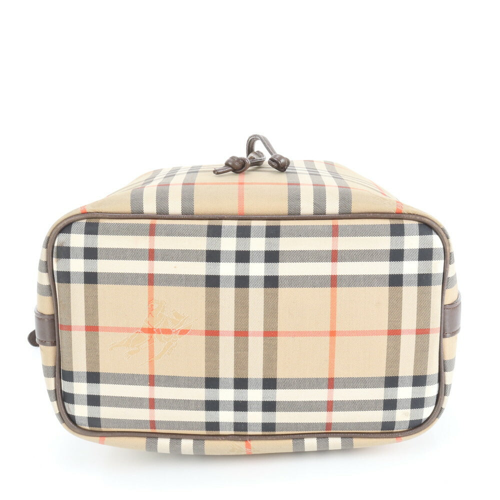 極美品 バーバリー ノバ チェック シャドーホース 巾着 レザー