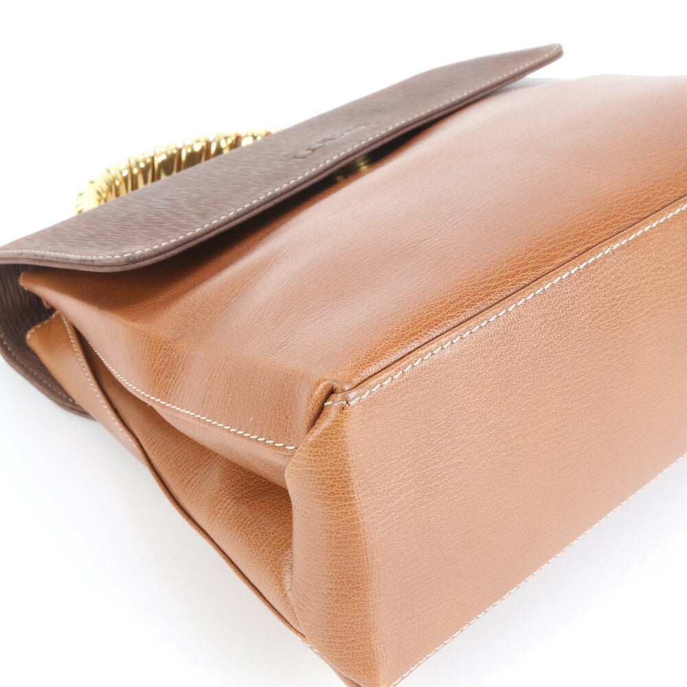 美品 ヴィンテージ ロエベ ベラスケス ツイスト トップハンドル レザー ハンドバッグ トート ブラウン 茶色 レディース ERE CV10-8