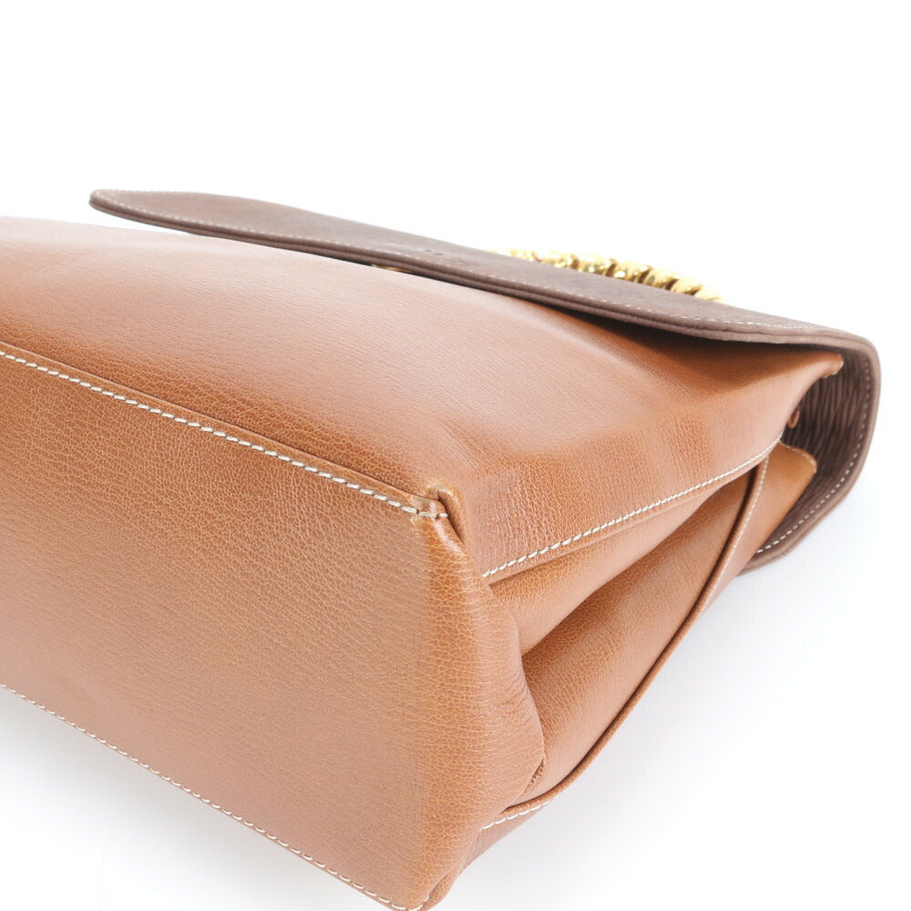 美品 ヴィンテージ ロエベ ベラスケス ツイスト トップハンドル レザー ハンドバッグ トート ブラウン 茶色 レディース ERE CV10-8