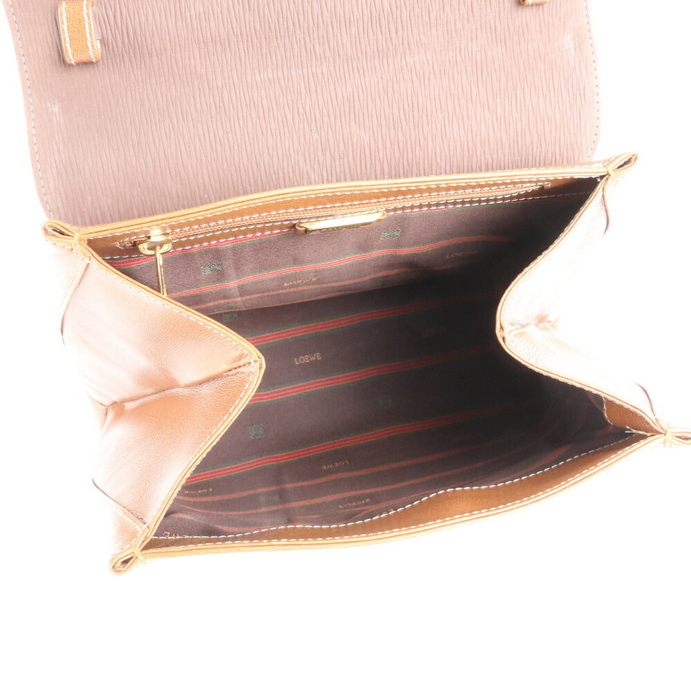 美品 ヴィンテージ ロエベ ベラスケス ツイスト トップハンドル レザー ハンドバッグ トート ブラウン 茶色 レディース ERE CV10-8