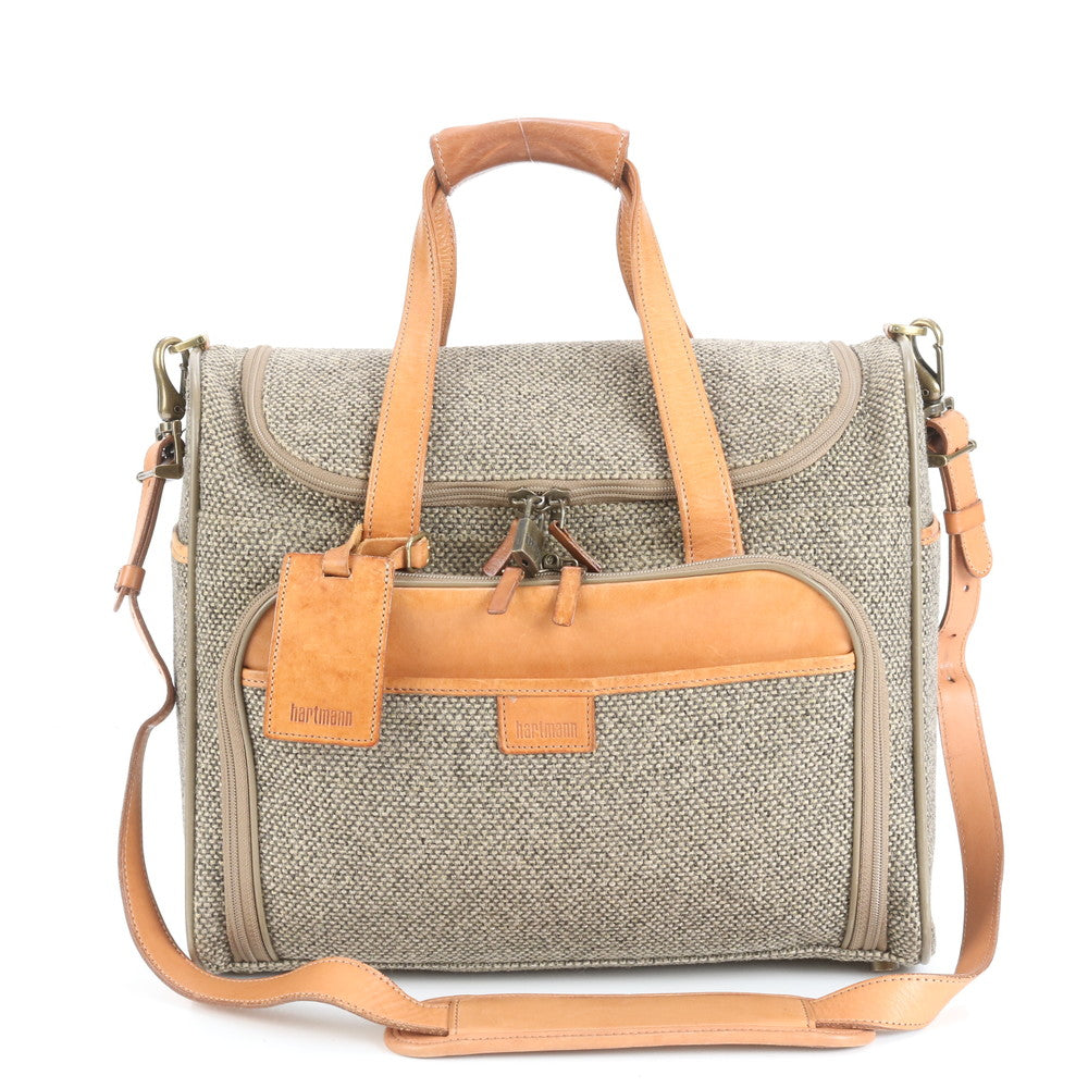 美品 hartmann ハートマン レザー ツイード 2WAY ボストン バッグ 斜め掛け ショルダー 出張 旅行 トート A4 メンズ ERE CV7-1