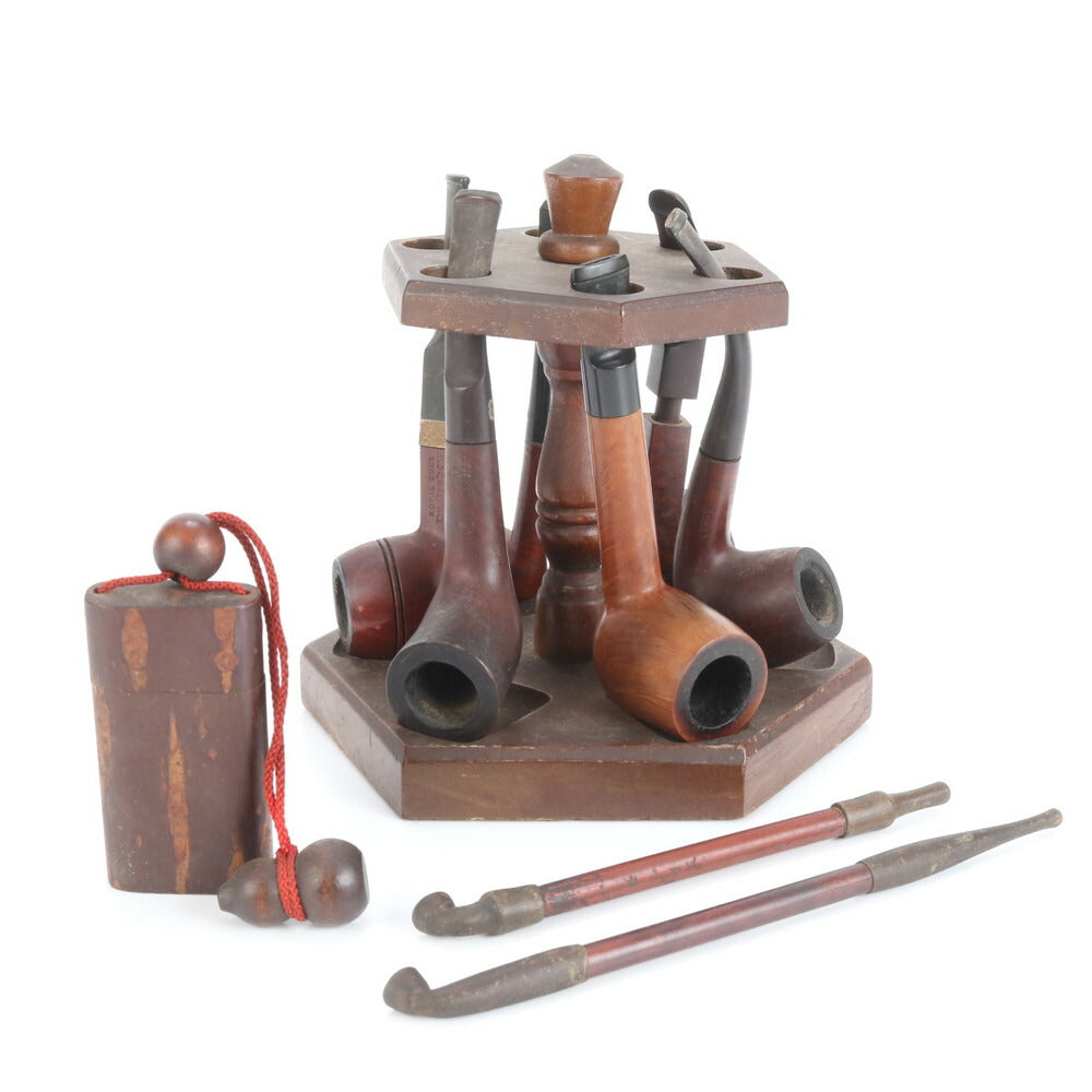 まとめ 8点 セット ヴィンテージ Dr.Grabow CHACOM など 木製 パイプ スタンド キセル 印籠 喫煙具 煙管 メンズ ERE CV7-9