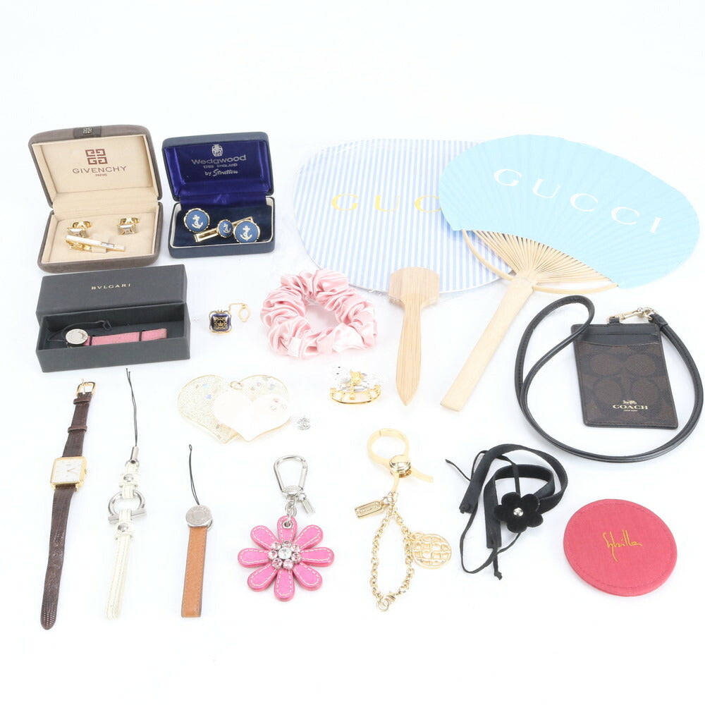 まとめ 15点 セット グッチ ブルガリ など アクセサリー チャーム うちわ レザー パスケース 腕時計 シュシュ レディース ERE CV13-3