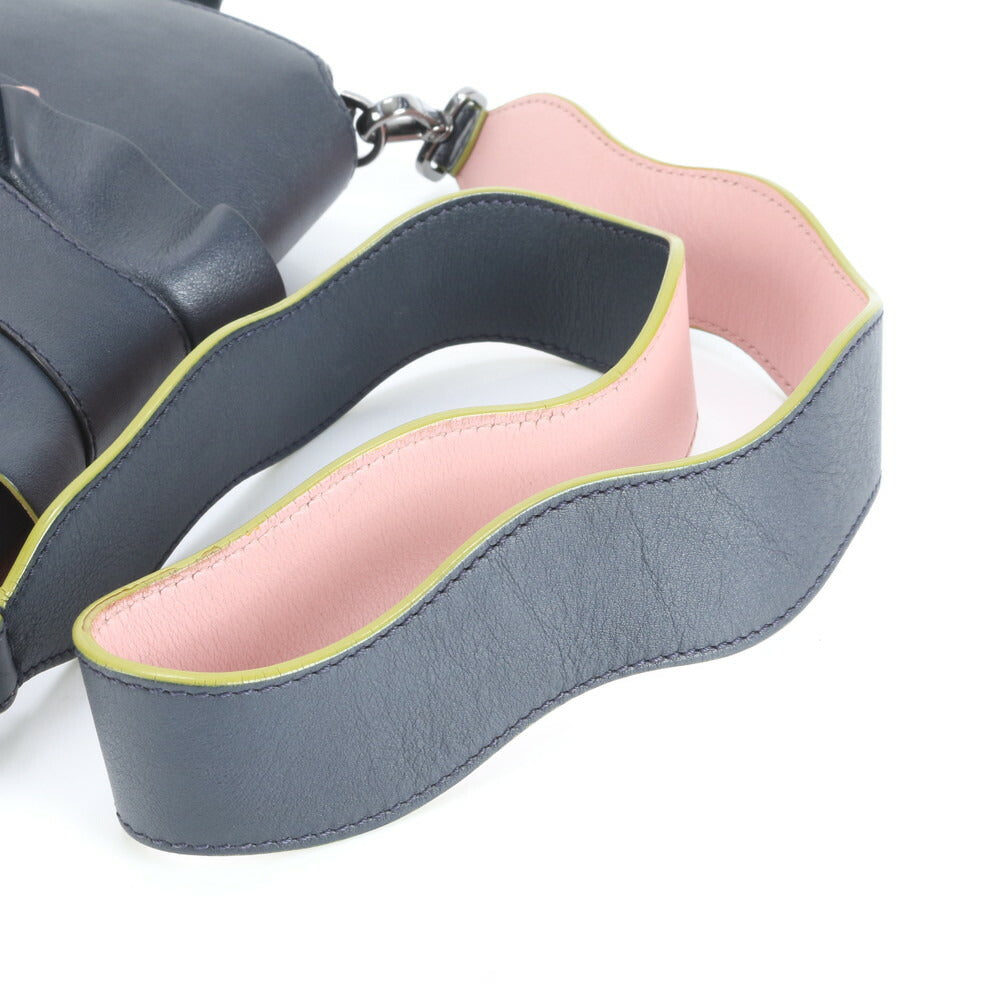 極美品 フェンディ ウェーブ リボン フリル マンマ バゲット 8BR600 レザー ショルダーバッグ 斜め掛け レディース ERE CV12-2