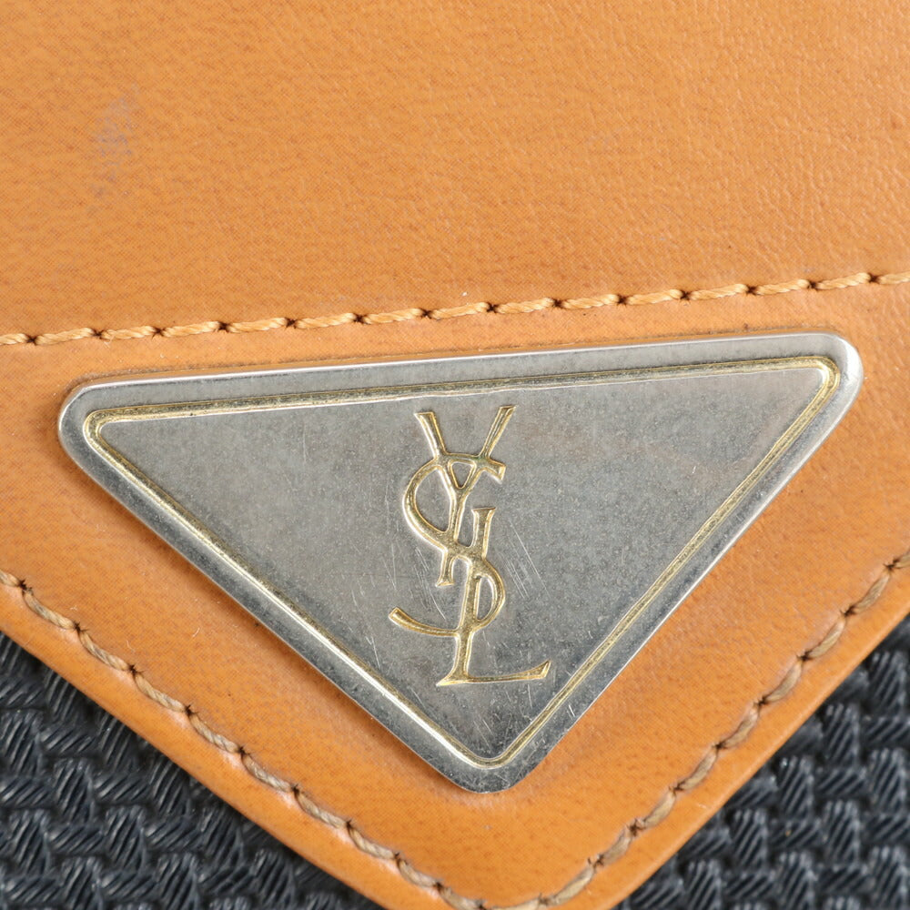 極美品 ヴィンテージ YSL イヴ サンローラン 三角プレート クロスボディ レザー ショルダーバッグ 斜め掛け レディース EEE CV13-4