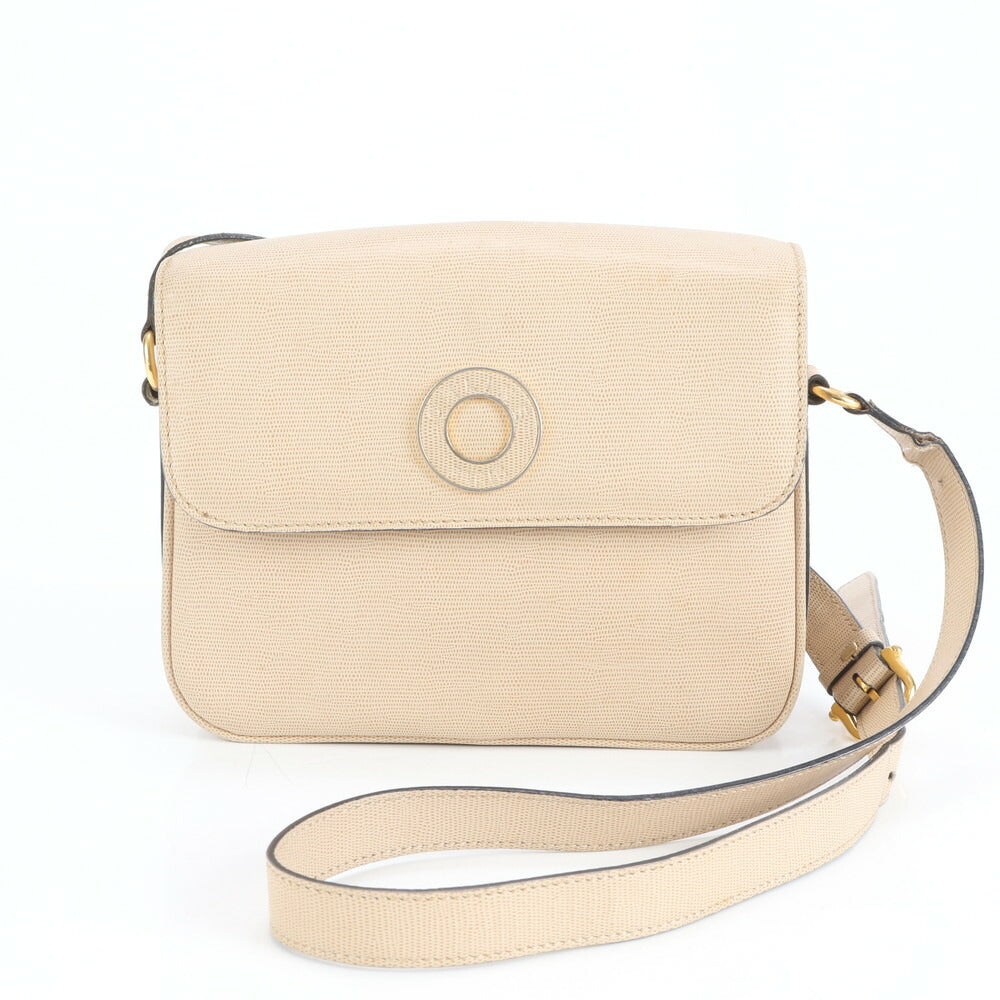 極美品 ヴィンテージ セリーヌ サークルロゴ レザー ショルダーバッグ 斜め掛け クロスボディ ベージュ レディース EUE CV14-4