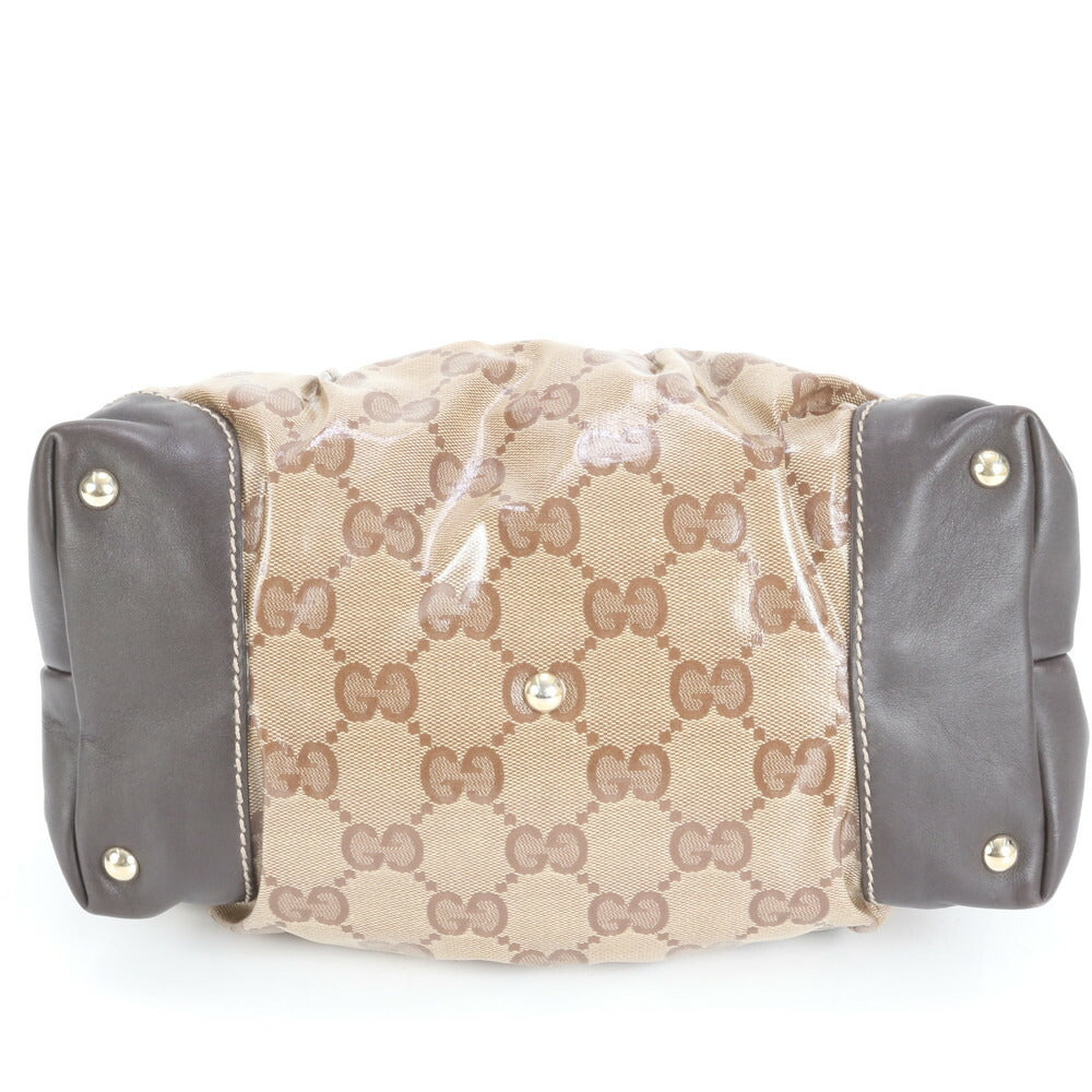 美品 グッチ GG クリスタル ミニ ボストン レザー トート バッグ 肩掛け ショルダー ハンド 223962 レディース EEE CV13-10