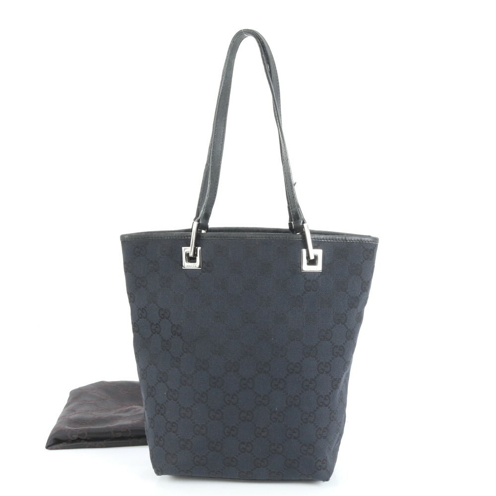 美品 グッチ GG キャンバス 31244 レザー トート バッグ 肩掛け ショルダー ハンド ブラック 黒 レディース EUE CV15-3