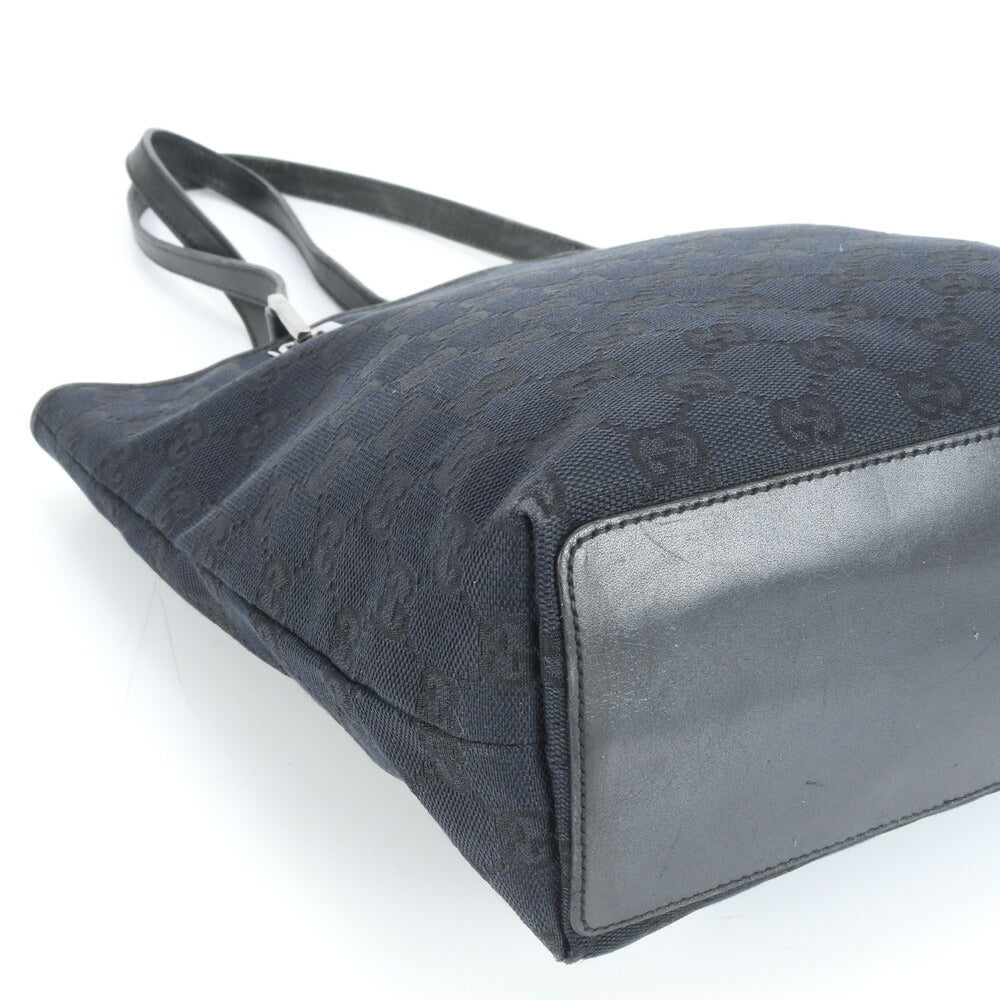 美品 グッチ GG キャンバス 31244 レザー トート バッグ 肩掛け ショルダー ハンド ブラック 黒 レディース EUE CV15-3