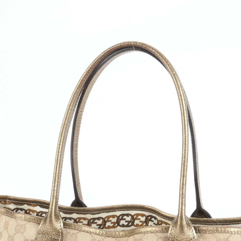 極美品 グッチ GG キャンバス プリンシー リボン レザー トート バッグ 肩掛け ショルダー ハンド 163805 A4 レディース EUE CV17-9