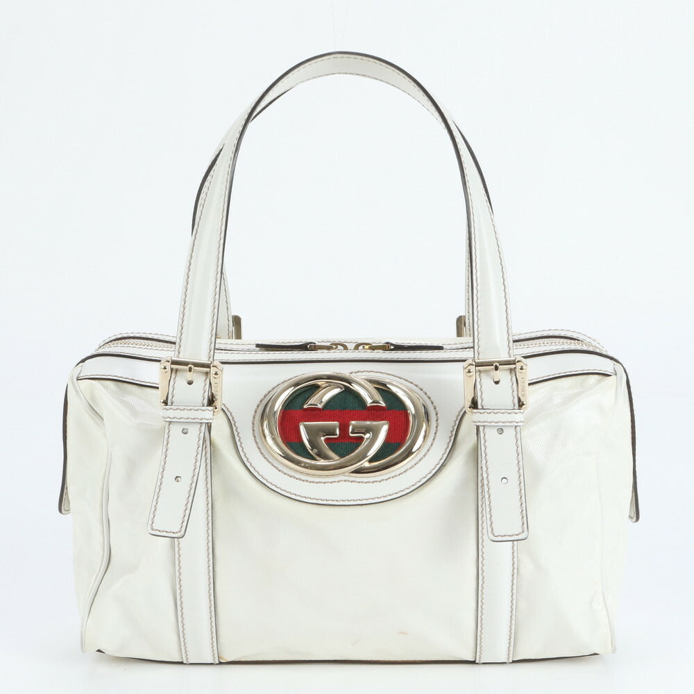 極美品 グッチ シェリー ライン インターロッキング G ミニ ボストン レザー トート バッグ 肩掛け 170009 レディース EUE CV18-1