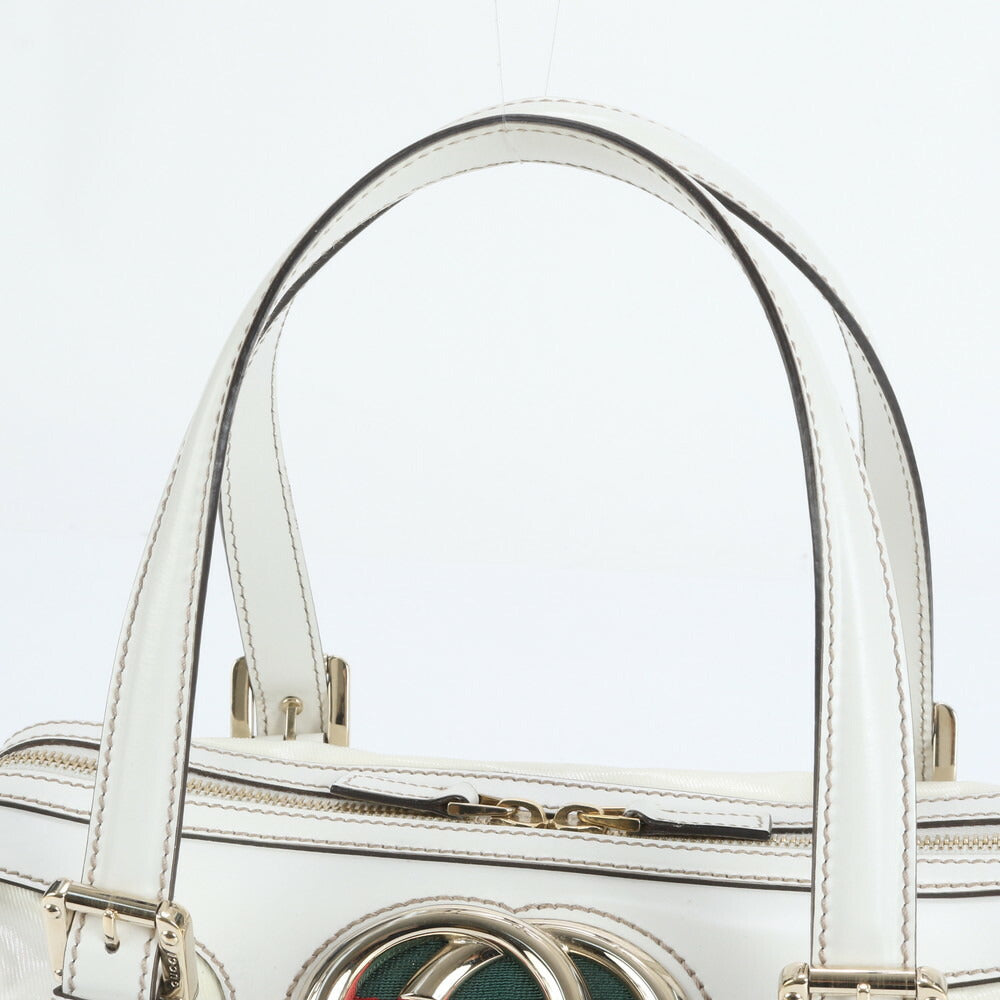 極美品 グッチ シェリー ライン インターロッキング G ミニ ボストン レザー トート バッグ 肩掛け 170009 レディース EUE CV18-1