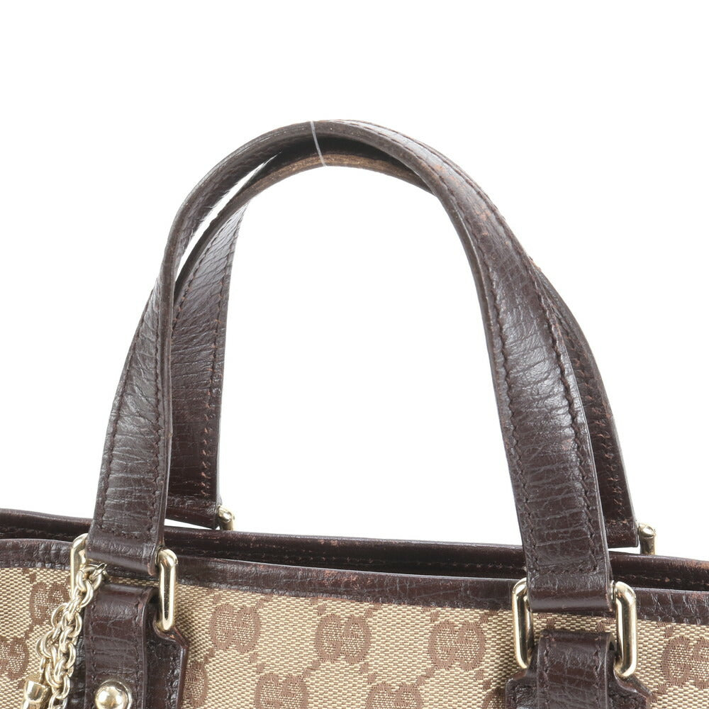 極美品 グッチ GG キャンバス シェリー ライン レザー トート バッグ 肩掛け ショルダー ハンド 139261 本革 レディース EUE CV18-5