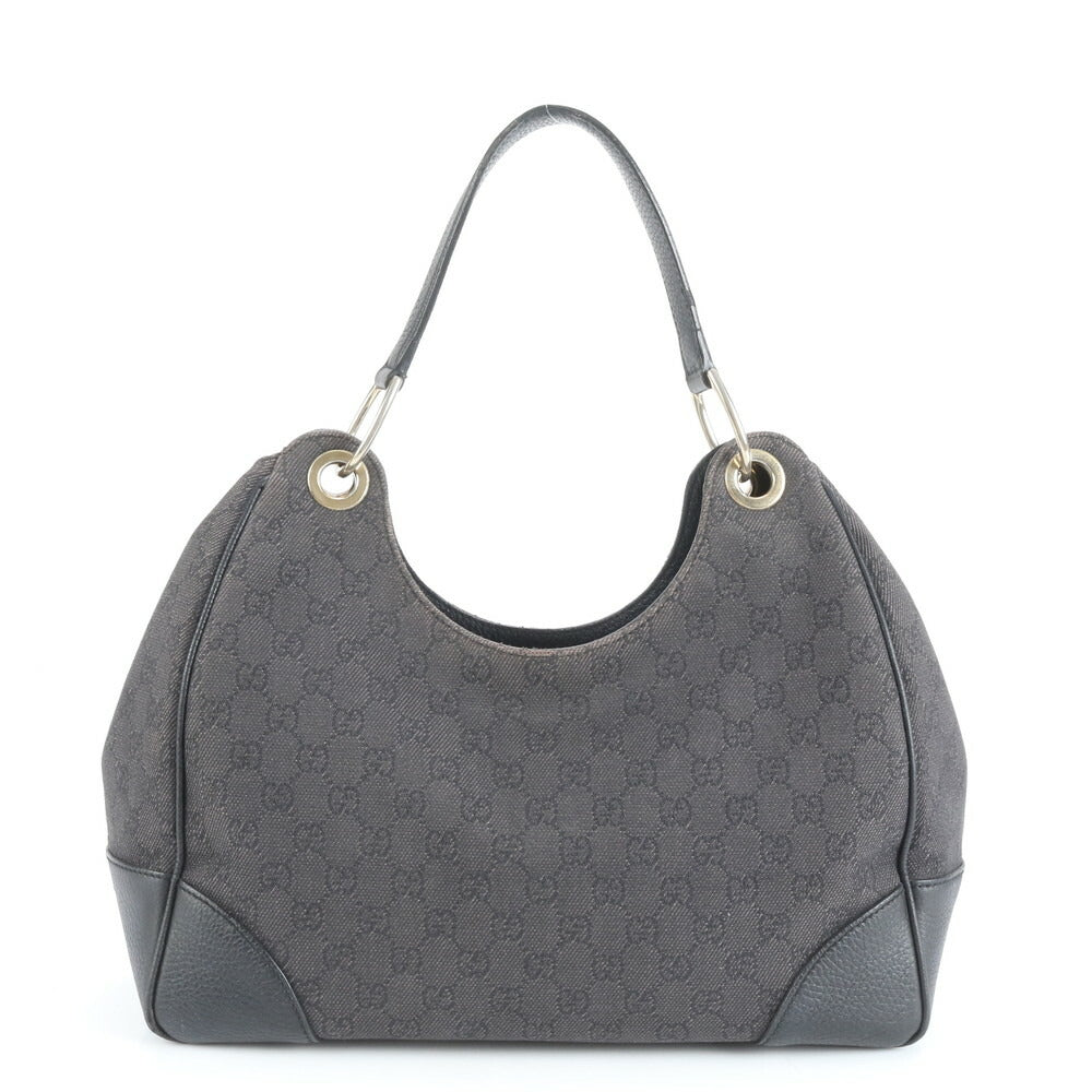 極美品 グッチ GG キャンバス レザー ショルダーバッグ 肩掛け トート ハンド 257268 ブラック ゴールド 金具 レディース ERE CV34-7