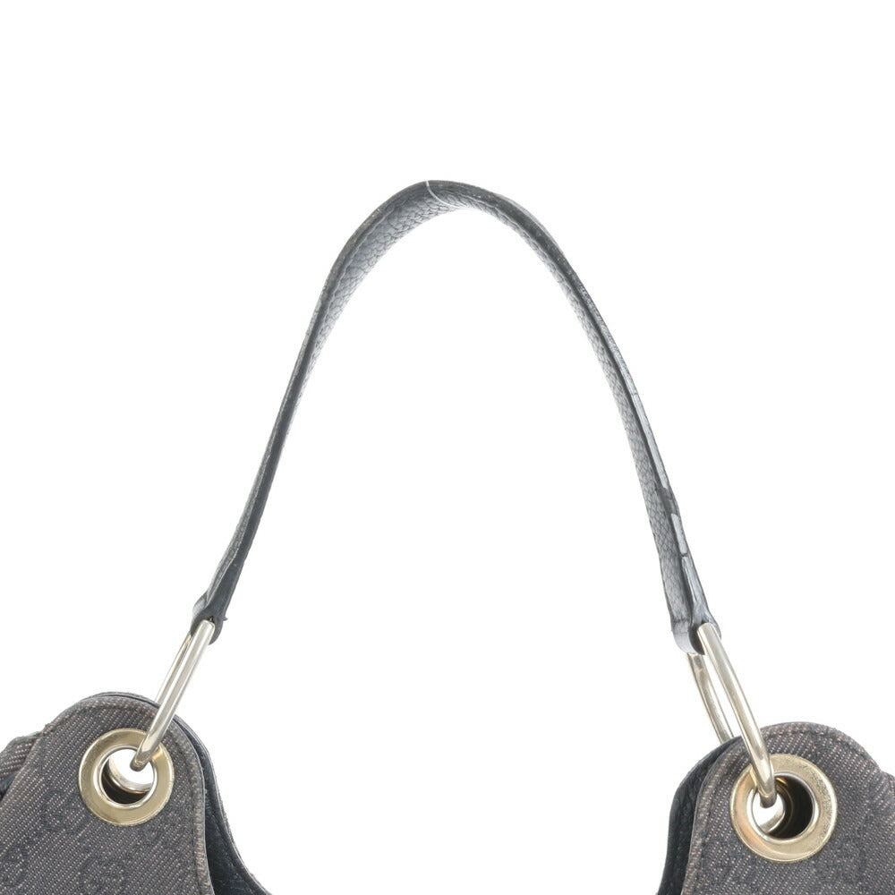 極美品 グッチ GG キャンバス レザー ショルダーバッグ 肩掛け トート ハンド 257268 ブラック ゴールド 金具 レディース ERE CV34-7