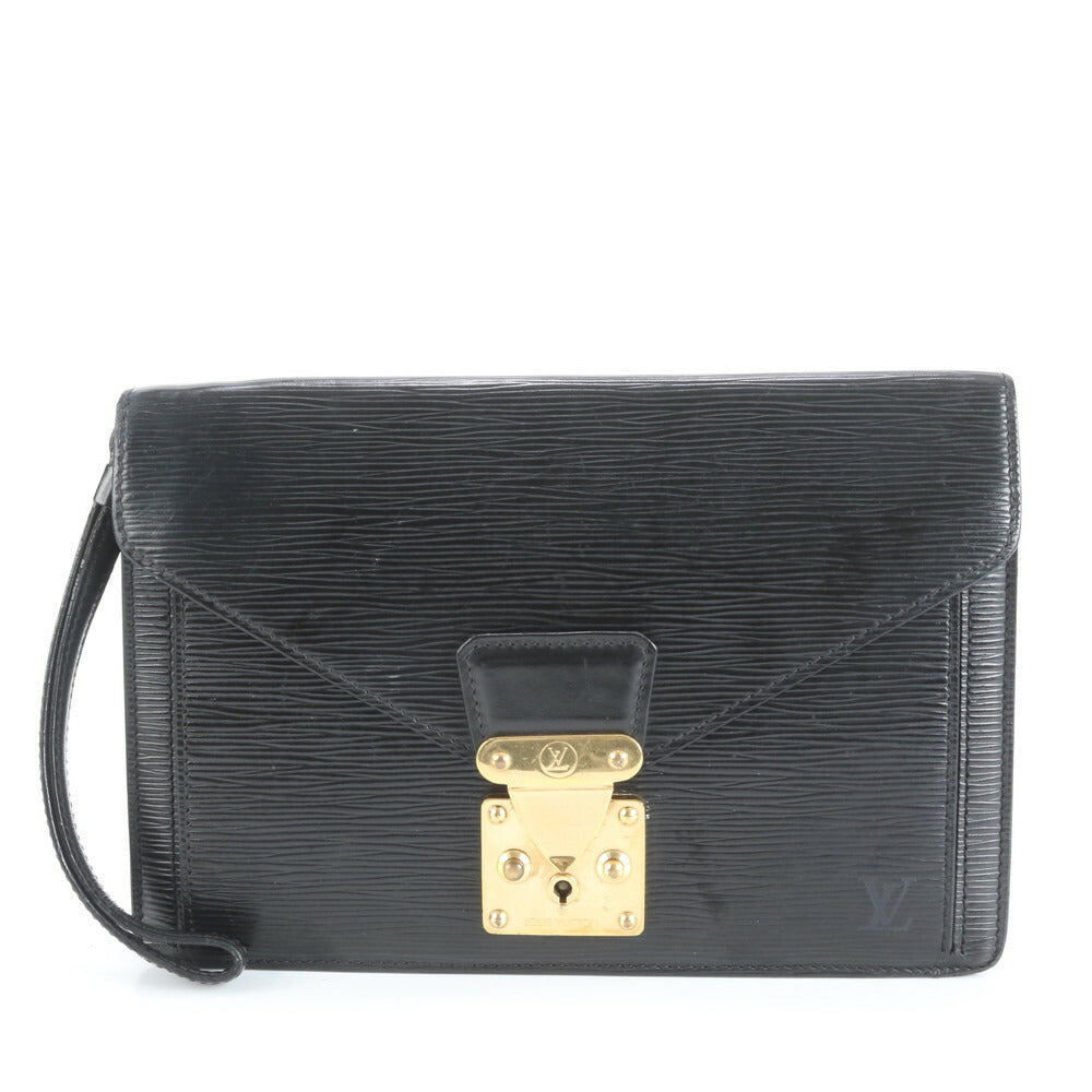 美品 ルイヴィトン エピ セリエ ドラゴンヌ M52612 レザー セカンドバッグ クラッチ ポーチ 通勤 ビジネス ブラック メンズ ERE CV34-5