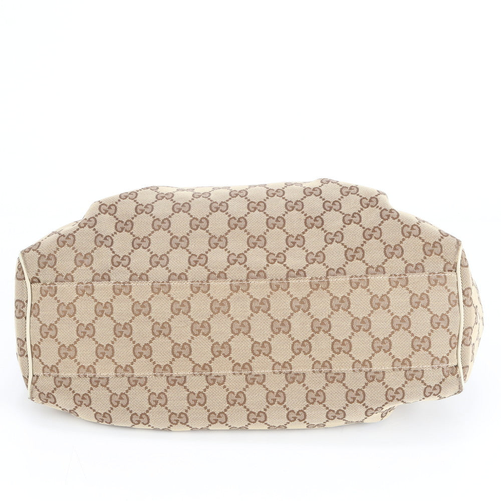 美品 グッチ GG キャンバス スーキー レザー トート バッグ 肩掛け ショルダー ハンド 211944 ベージュ レディース ERE CV33-8