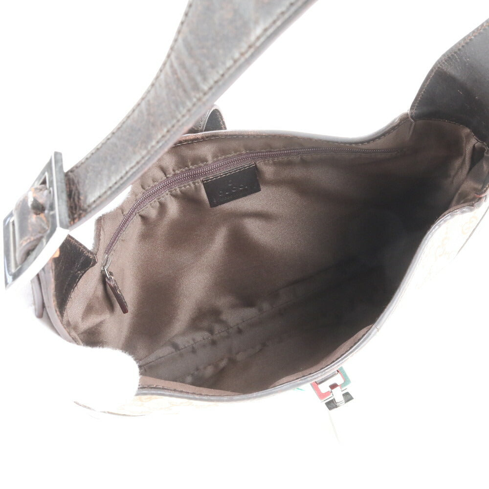 美品 グッチ GG キャンバス シェリー ライン ジャッキー 001 3306 レザー ショルダーバッグ 肩掛け トート レディース ERE CV34-2