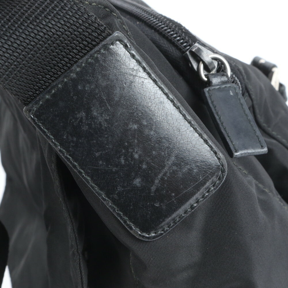 美品 プラダ ギャランティカード付 テスート ナイロン 三角ロゴ BT8994 レザー ショルダーバッグ 斜め掛け 黒 メンズ RUE CV24-7