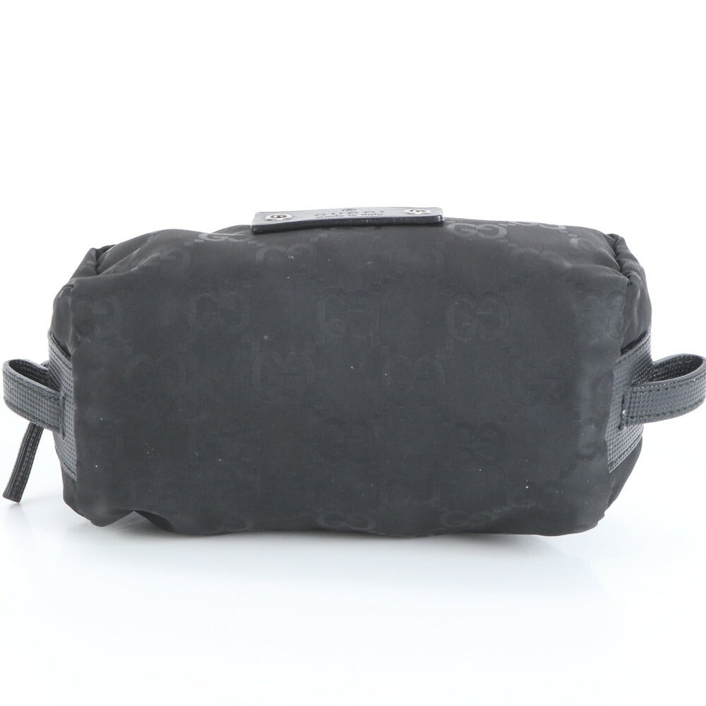 極美品 グッチ コントロールカード付 GG ナイロン 224088 レザー 化粧 トラベル メイク ポーチ ブラック 黒 レディース ERE CV33-3