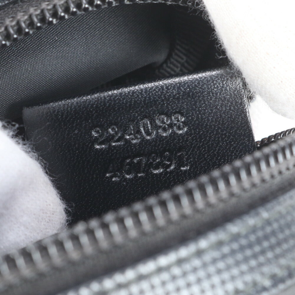 極美品 グッチ コントロールカード付 GG ナイロン 224088 レザー 化粧 トラベル メイク ポーチ ブラック 黒 レディース ERE CV33-3