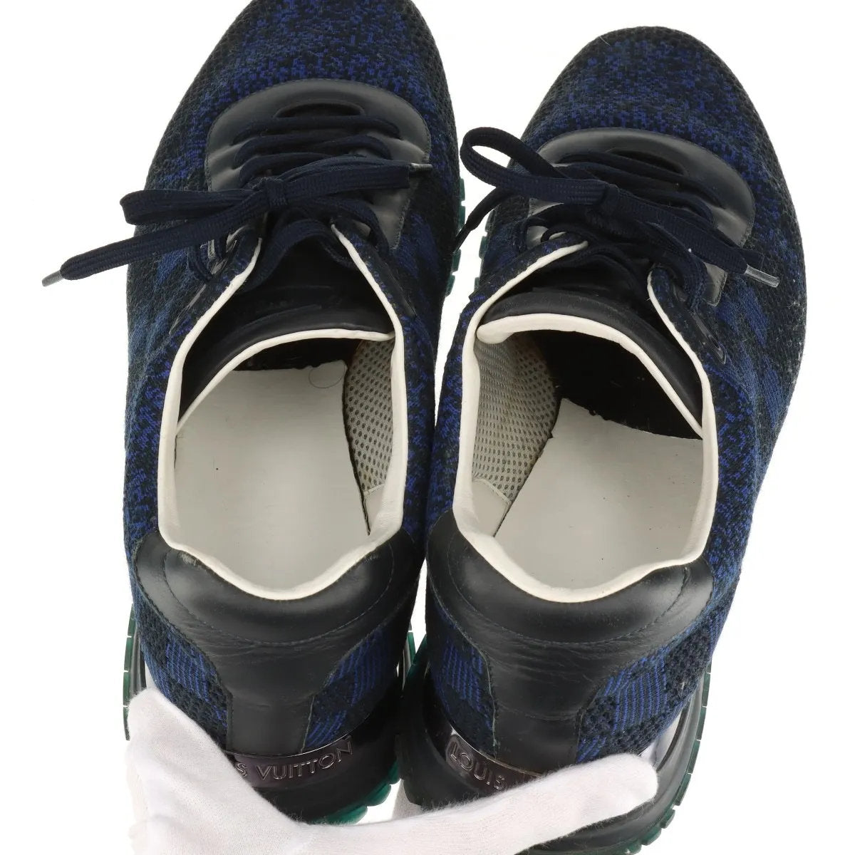 美品 ルイヴィトン ダミエ ランアウェイライン ニット 9 27.5cm GO0175 スニーカー 靴 シューズ 紳士 ネイビー メンズ MMM CR51-1