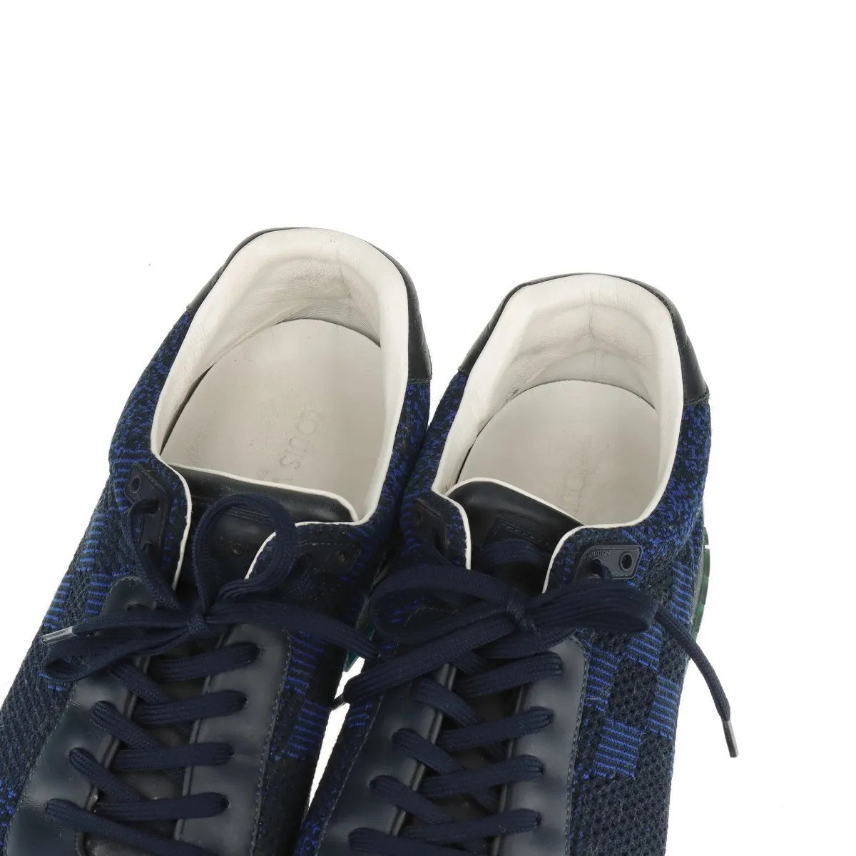 美品 ルイヴィトン ダミエ ランアウェイライン ニット 9 27.5cm GO0175 スニーカー 靴 シューズ 紳士 ネイビー メンズ MMM CR51-1