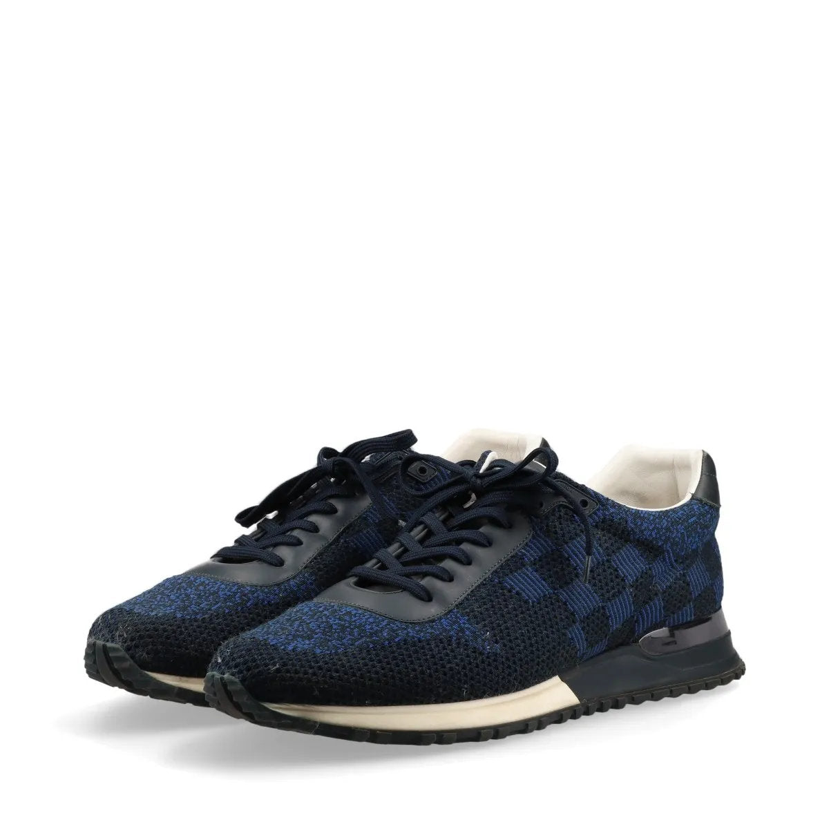 美品 ルイヴィトン ダミエ ランアウェイライン ニット 9 27.5cm GO0175 スニーカー 靴 シューズ 紳士 ネイビー メンズ MMM CR51-1