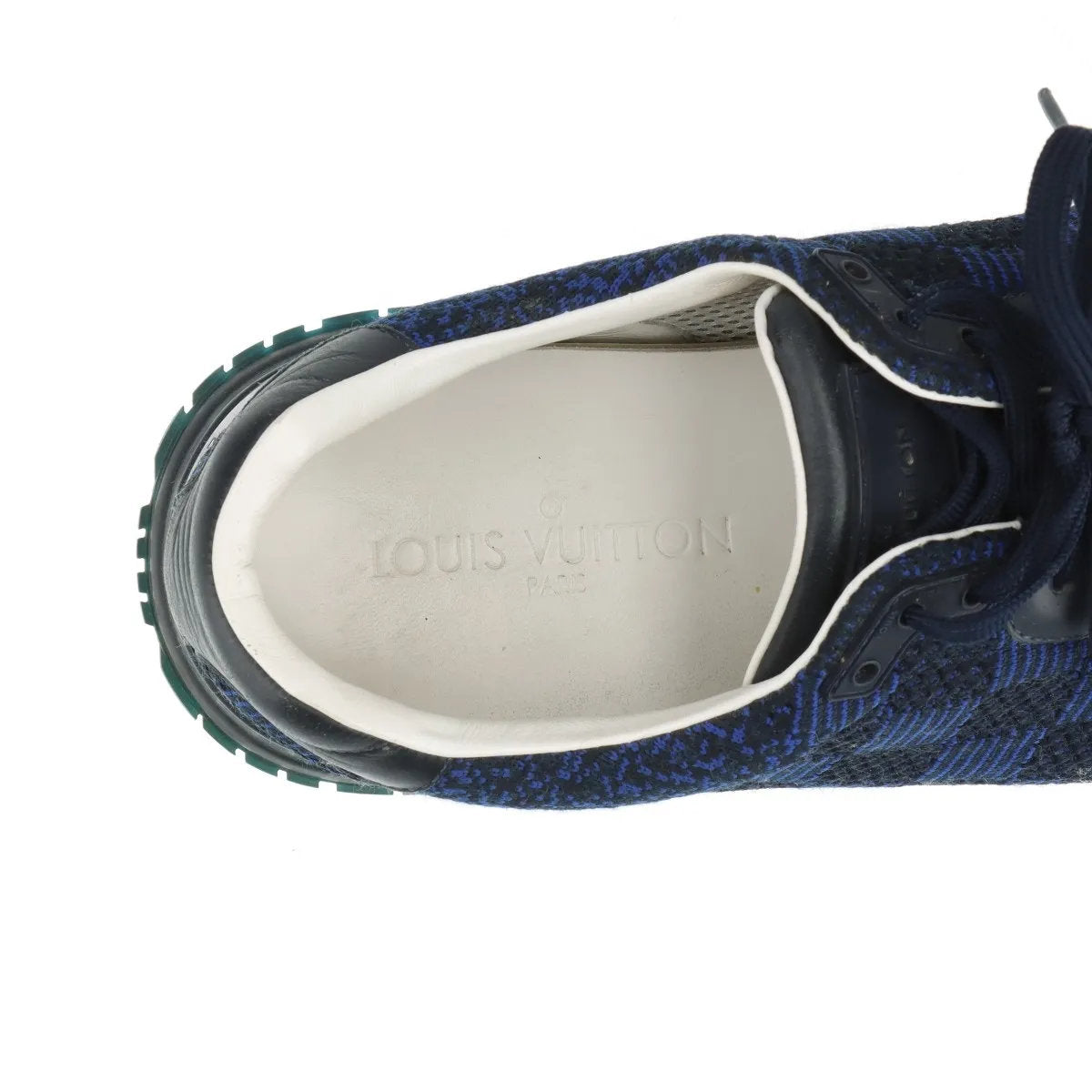 美品 ルイヴィトン ダミエ ランアウェイライン ニット 9 27.5cm GO0175 スニーカー 靴 シューズ 紳士 ネイビー メンズ MMM CR51-1