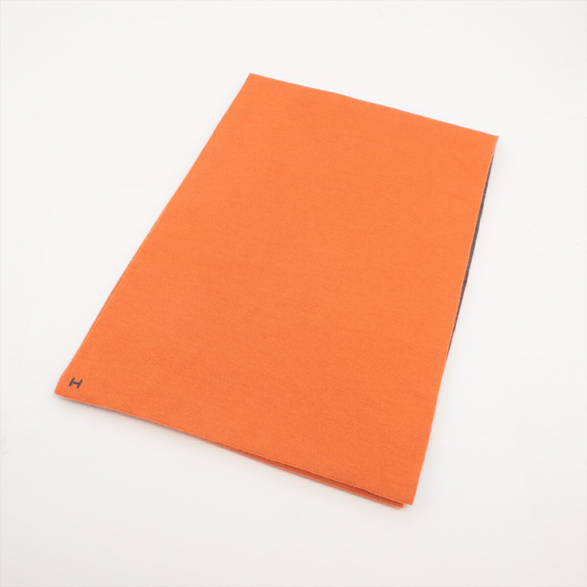 極美品 エルメス マフラー カシミヤ シルク カシシル オレンジ ストール メンズ レディース MMM BQ27-10