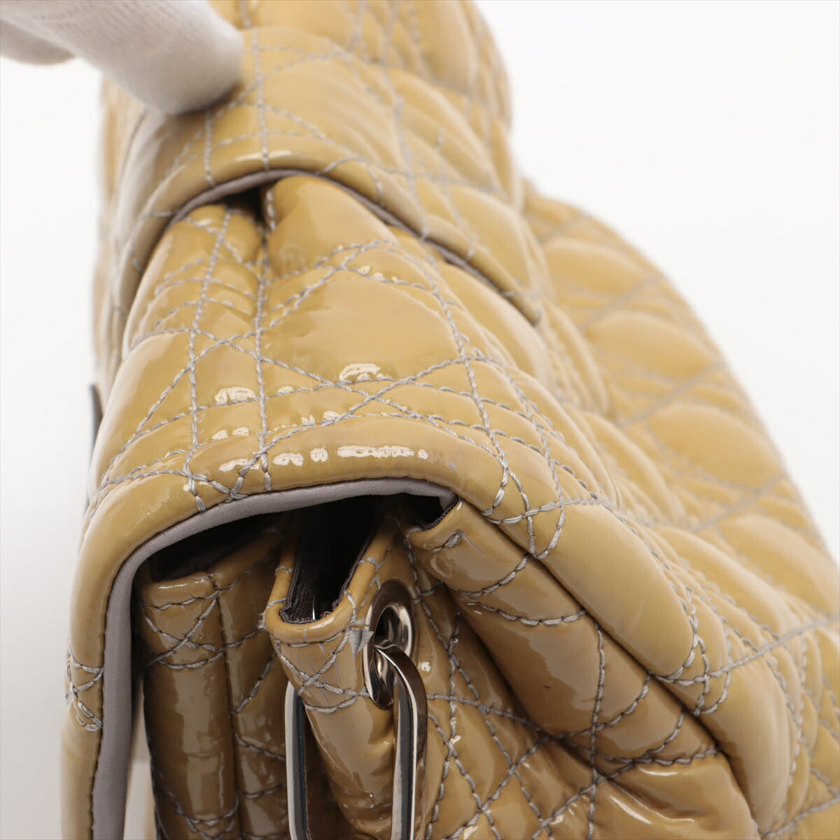 美品 クリスチャンディオール カナージュ ニューロック パテント レザー ショルダーバッグ 斜め掛け ハンド レディース EEE BS32-101