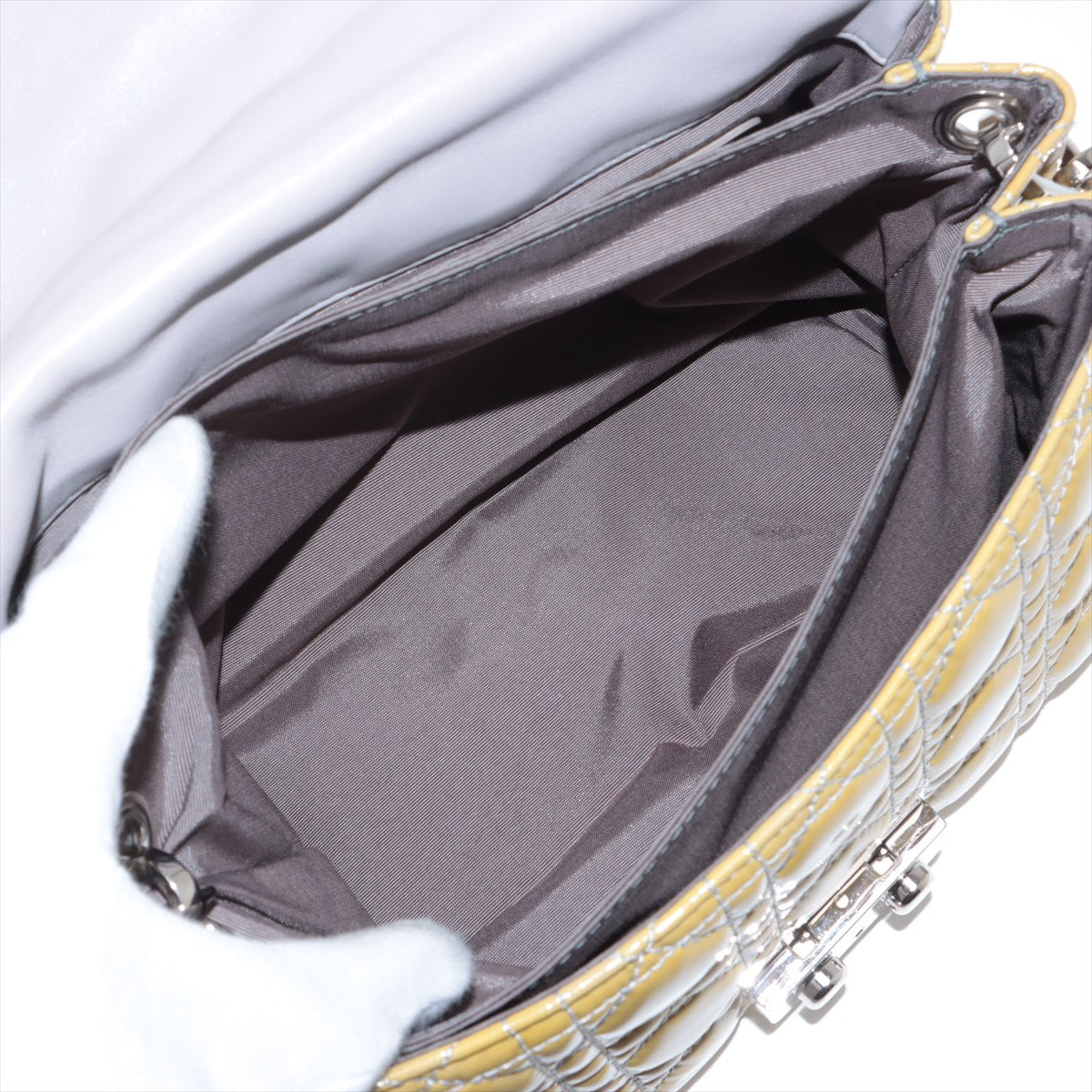 美品 クリスチャンディオール カナージュ ニューロック パテント レザー ショルダーバッグ 斜め掛け ハンド レディース EEE BS32-101