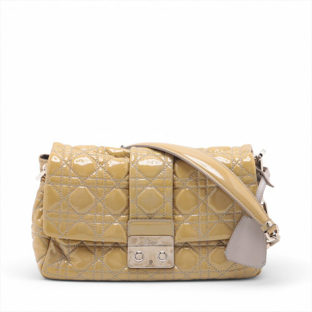 美品 クリスチャンディオール カナージュ ニューロック パテント レザー ショルダーバッグ 斜め掛け ハンド レディース EEE BS32-101