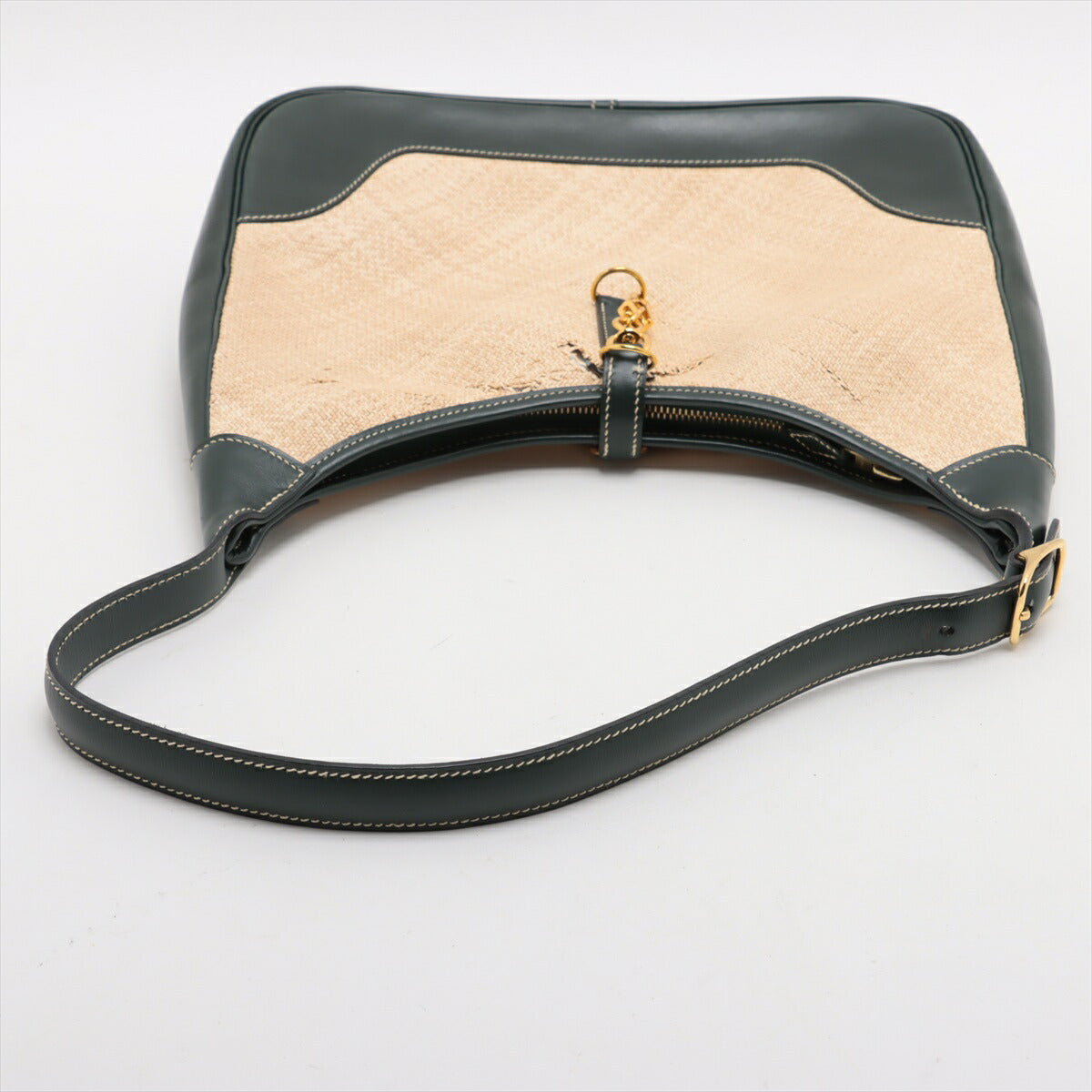 エルメス トリム 31 ストロー レザー ショルダーバッグ 肩掛け ベージュ グリーン トート ハンド レディース MMM BT30-133