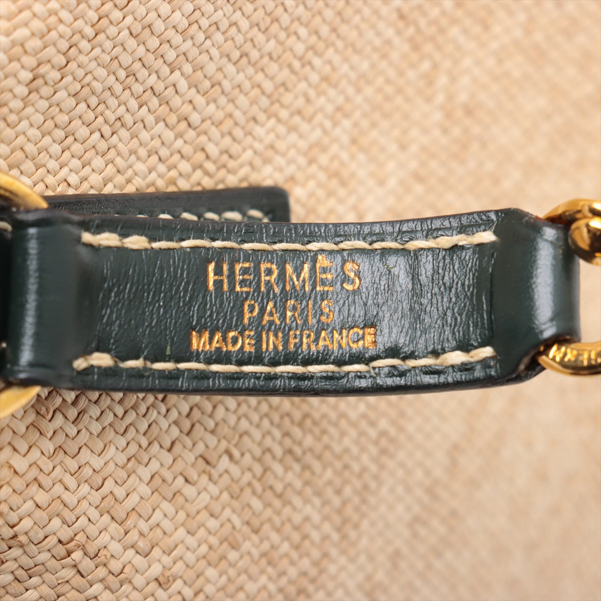 エルメス トリム 31 ストロー レザー ショルダーバッグ 肩掛け ベージュ グリーン トート ハンド レディース MMM BT30-133