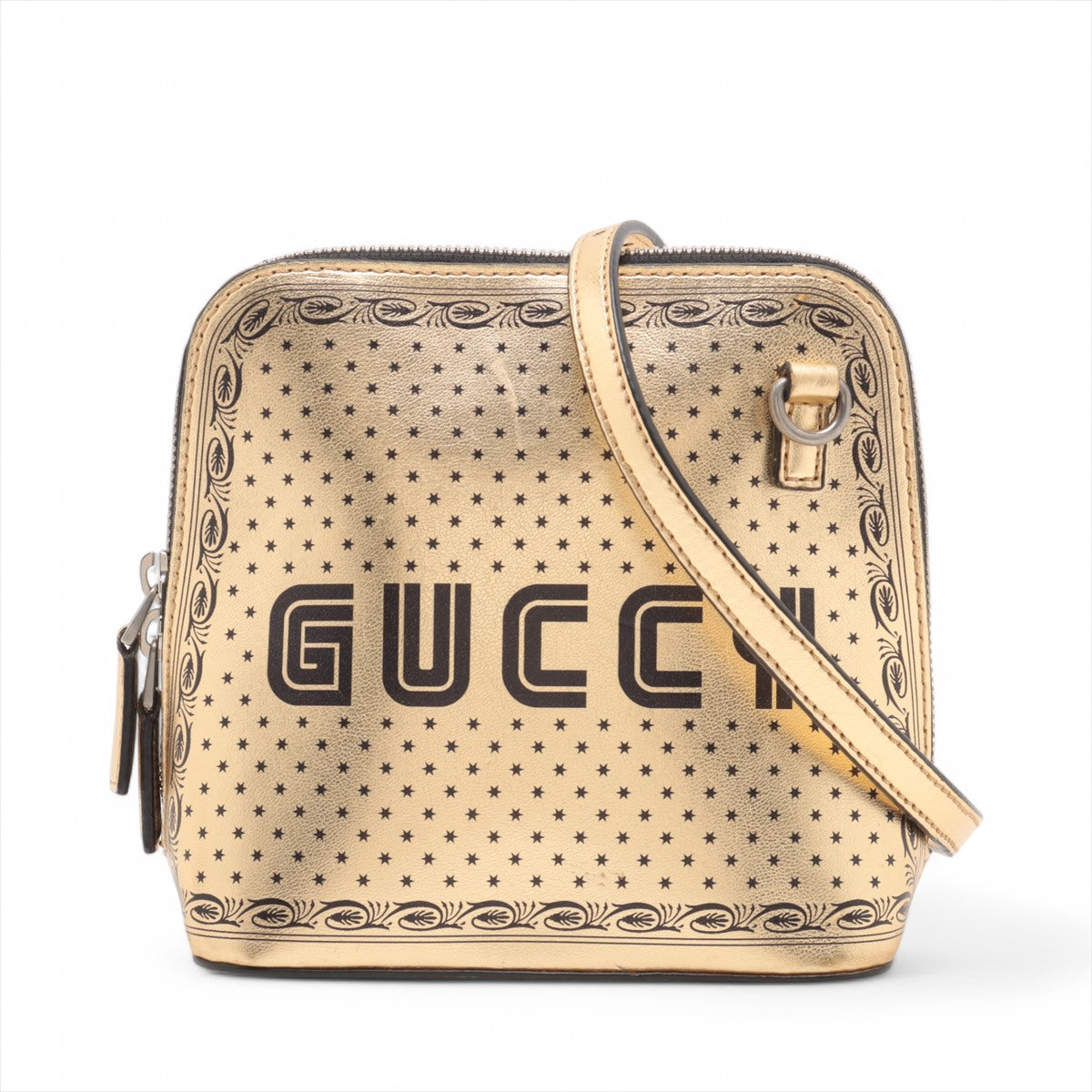 グッチ GUCCY グッシー プリント ゴールド 511189 レザー ショルダーバッグ 斜め掛け ハンド トート レディース MMM BT30-88